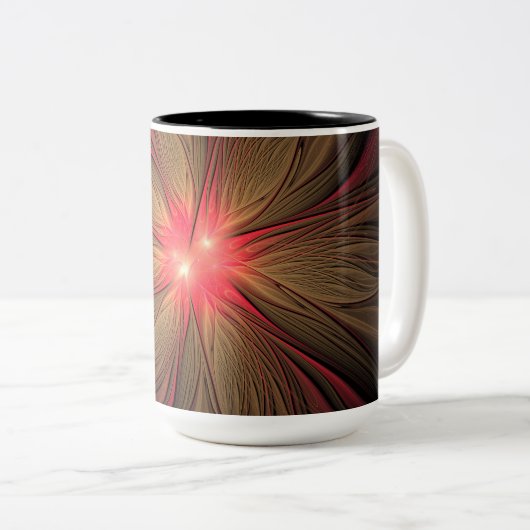 Blume des roten Fraktals Zweifarbige Tasse (VorderseiteRechts)