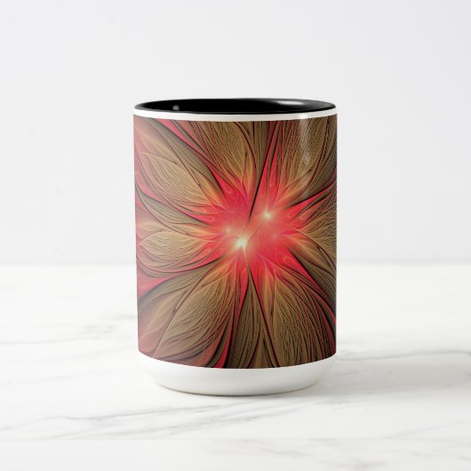 Blume des roten Fraktals Zweifarbige Tasse (Mittel)