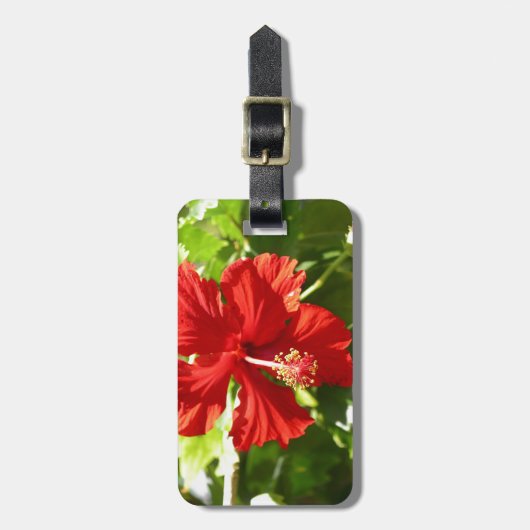 Blume des Roten Hawaiianischen Hibiskus Gepäckanhänger (Vorderseite vertikal)