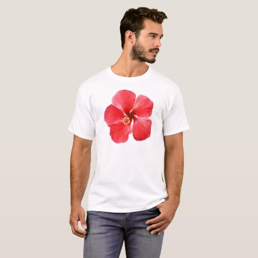 Blume des roten hawaiianischen Hibiskus T-Shirt (Vorne ganz)