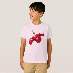 Blume des roten Hibiskus Seitenansicht des Kids T-Shirt