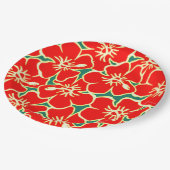 Blume des Roten Hibiskus Tropical Hawaiian Luau Pappteller (Schrägansicht)