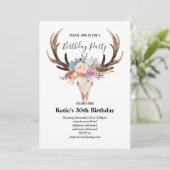 Blume des Schädels, böhmischer Geburtstag Einladung (Stehend Vorderseite)