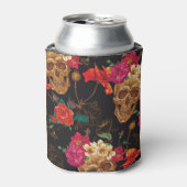 Blume des Schädels: Nahtloser dunkler Hintergrund. Dosenkühler (Kanne Vorderseite)