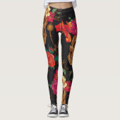 Blume des Schädels: Nahtloser dunkler Hintergrund. Leggings (Vorderseite)