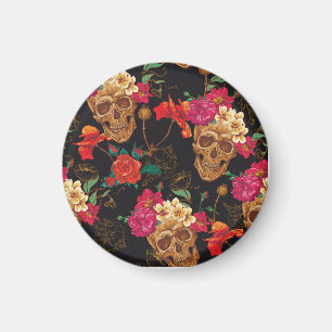 Blume des Schädels: Nahtloser dunkler Hintergrund. Magnet