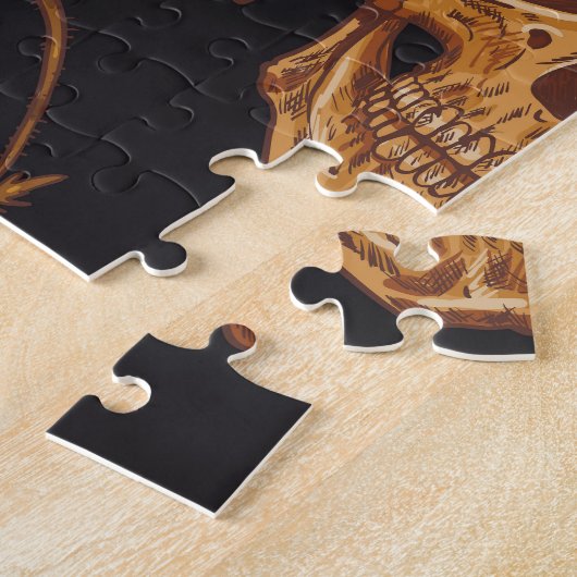 Blume des Schädels: Nahtloser dunkler Hintergrund. Puzzle (Seite)