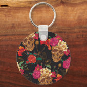 Blume des Schädels: Nahtloser dunkler Hintergrund. Schlüsselanhänger (Vorderseite)