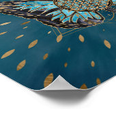 Blume des Schmetterlings - Blauer Edelstein und Go Poster (Ecke)