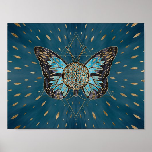 Blume des Schmetterlings - Blauer Edelstein und Go Poster (Vorne)