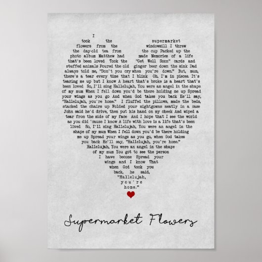Blume des Supermarkts Grau Heart Song Lyric Print Poster (Vorne)