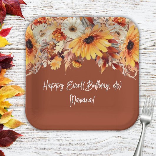 Blume des Terracotta-Party Pappteller