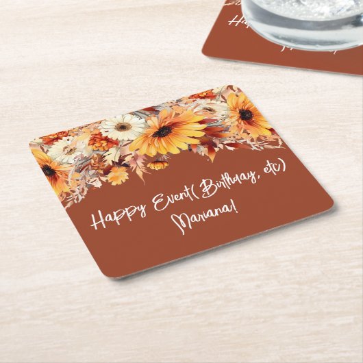 Blume des Terracotta-Party Rechteckiger Pappuntersetzer (angewinkelt)