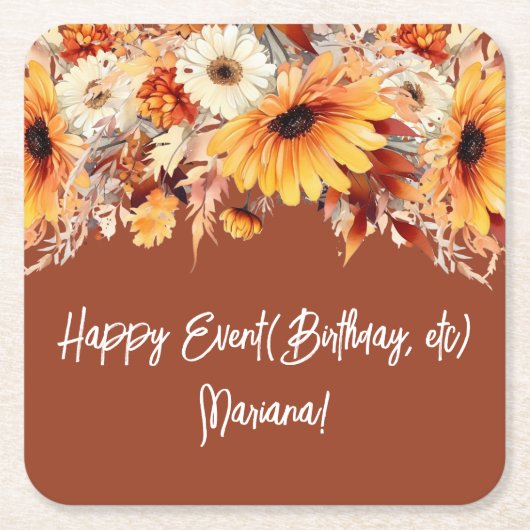 Blume des Terracotta-Party Rechteckiger Pappuntersetzer (Vorderseite)