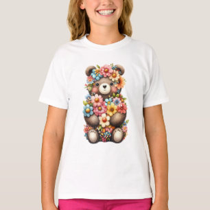 Blume des Tierfrühlings Niedlicher Bär T-Shirt