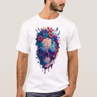 Blume des Toten Schädels farbig V2 T-Shirt