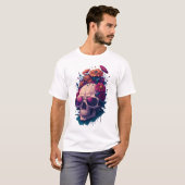 Blume des Toten Schädels Farbiger V1-T - Shirt (Vorne ganz)