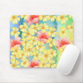 Blume des tropischen Aqua Green Yellow Pink Hibisk Mousepad (Mit Mouse)