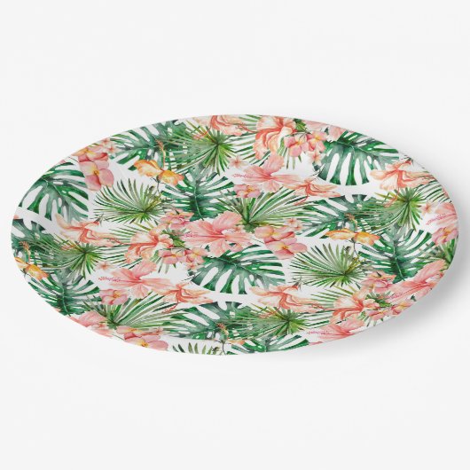 Blume des tropischen Exotischen Dschungel-Hibiskus Pappteller (Schrägansicht)