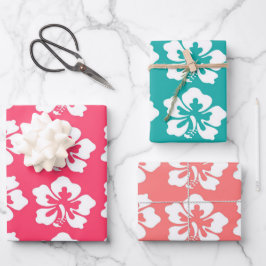 Blume des tropischen hawaiianischen Hibiskus Geschenkpapier Set