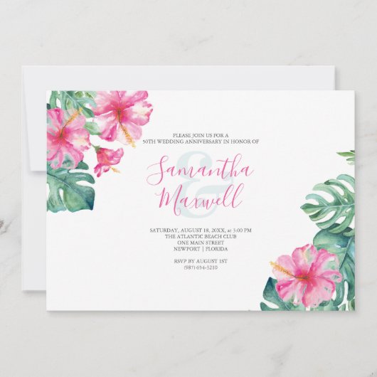 Blume des tropischen Hibiskus - Einladung (Vorderseite)