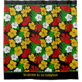 Blume des tropischen Hibiskus Gemustert Duschvorhang (Vorderseite)