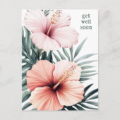 Blume DES tropischen Hibiskus KOMMEN BALD GUT Postkarte (Vorderseite)