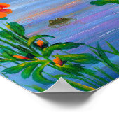 Blume des tropischen Orangen Hibiskus Frosch Kreat Poster (Ecke)