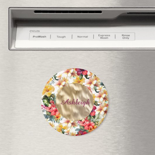 Blume des tropischen Rot-Gelb-Hibiskus Brautparty Magnet (In Situ (Geschirrspüler))