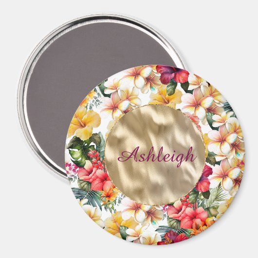 Blume des tropischen Rot-Gelb-Hibiskus Brautparty Magnet (Vorderseite/Rückseite)