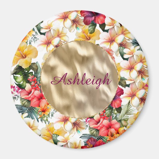 Blume des tropischen Rot-Gelb-Hibiskus Brautparty Magnet (Vorne)