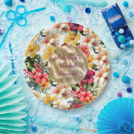 Blume des tropischen Rot-Gelb-Hibiskus Brautparty Pappteller (Party)