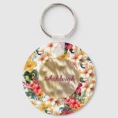 Blume des tropischen Rot-Gelb-Hibiskus Brautparty Schlüsselanhänger (Vorderseite)