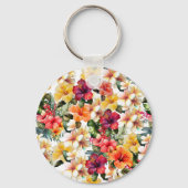 Blume des tropischen Rot-Gelb-Hibiskus Brautparty Schlüsselanhänger (Rückseite)