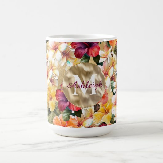 Blume des tropischen Rot-Gelb-Hibiskus Kaffeetasse (Mittel)