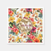 Blume des tropischen Rot-Gelb-Hibiskus Serviette (Vorderseite)