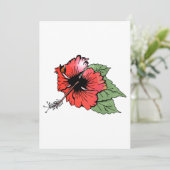 Blume des tropischen Roten Hibiskus mit grünen Blä Einladung (Stehend Vorderseite)