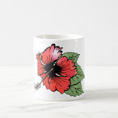 Blume des tropischen Roten Hibiskus mit grünen Blä Kaffeetasse