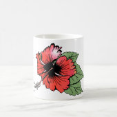 Blume des tropischen Roten Hibiskus mit grünen Blä Kaffeetasse (Mittel)