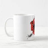 Blume des tropischen Roten Hibiskus mit grünen Blä Kaffeetasse (Links)