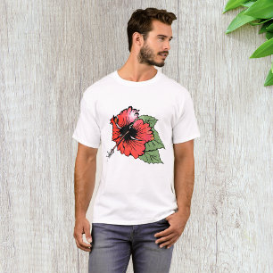 Blume des tropischen Roten Hibiskus mit grünen Blä T-Shirt