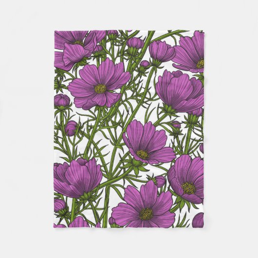 Blume des violetten Kosmos Fleecedecke (Vorderseite)