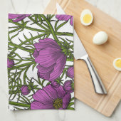 Blume des violetten Kosmos Geschirrtuch (Viertel Falte)