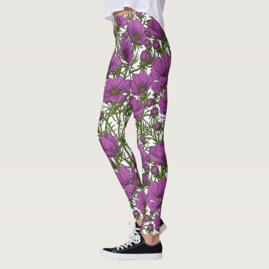 Blume des violetten Kosmos Leggings (Links)