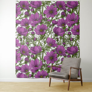 Blume des violetten Kosmos Wandteppich