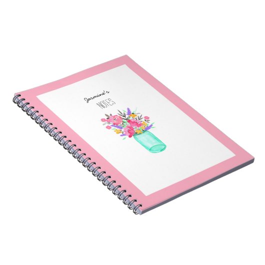 Blume des Wasserfarben-Mason Jar Notizblock (Rechte Seite)