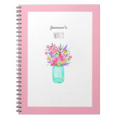 Blume des Wasserfarben-Mason Jar Notizblock (Vorderseite)