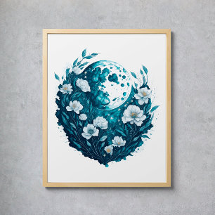 Blume des Watercolor Moon Celestis Poster