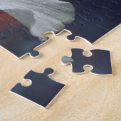 Blume des weißen Hibiskus auf dem dramatischen Him Puzzle (Seite)