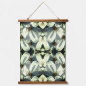 Blume des weißen Kosmos Abstrakte Kunst Wandteppich Mit Holzrahmen (Vorderseite)